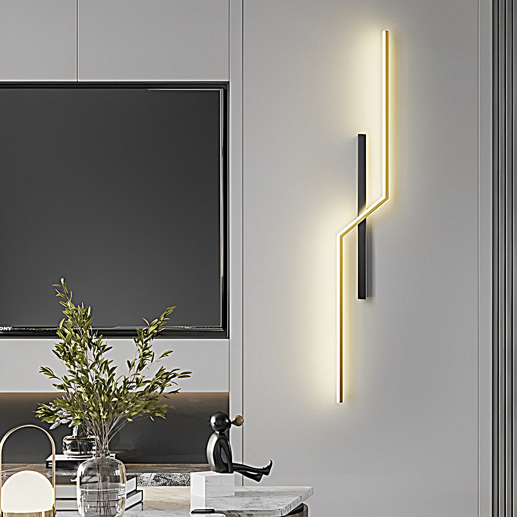 Sleek Modern Black Linear LED Wall Sconce for Living Room Bedroom Decor