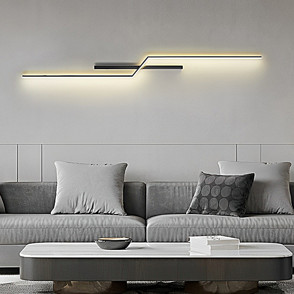 Sleek Modern Black Linear LED Wall Sconce for Living Room Bedroom Decor
