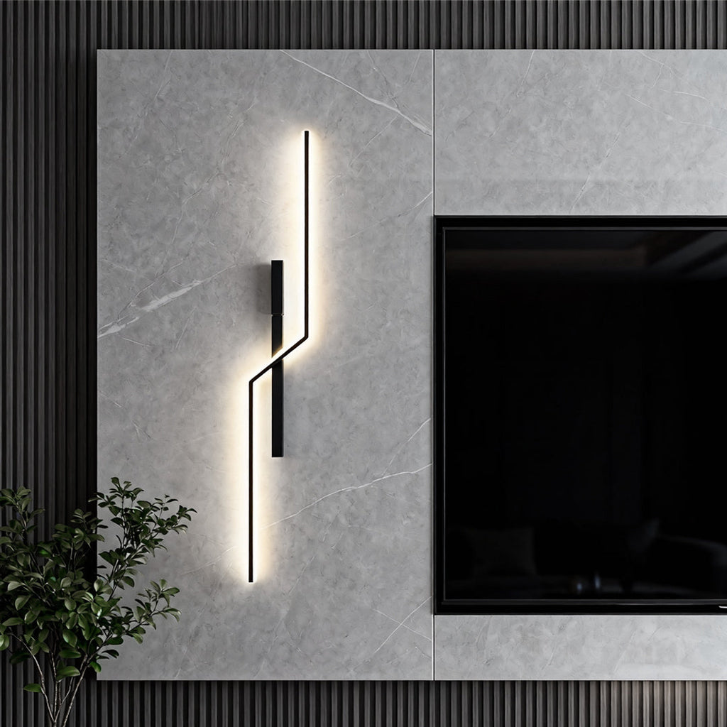 Sleek Modern Black Linear LED Wall Sconce for Living Room Bedroom Decor