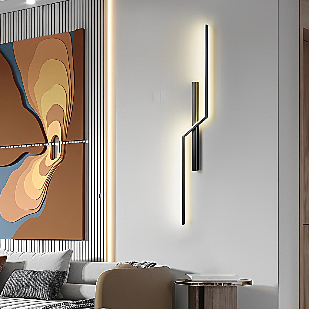Sleek Modern Black Linear LED Wall Sconce for Living Room Bedroom Decor