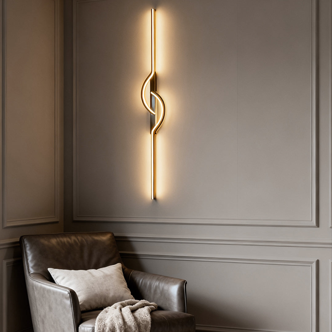 Contemporary Black Aluminum Linear Wall Sconce for Hallway or Living Room
