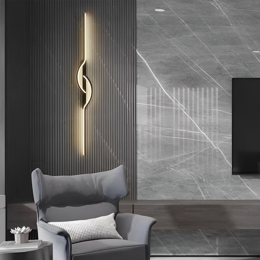 Contemporary Black Aluminum Linear Wall Sconce for Hallway or Living Room