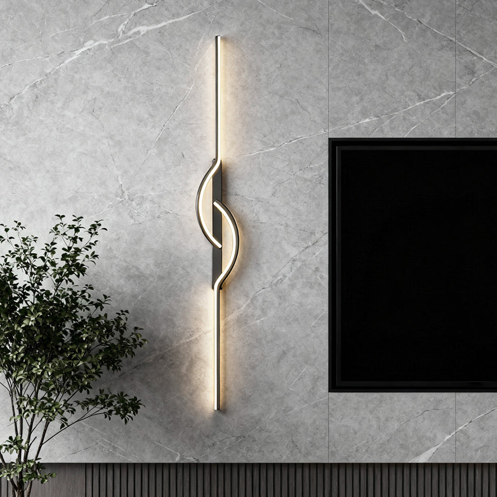Contemporary Black Aluminum Linear Wall Sconce for Hallway or Living Room