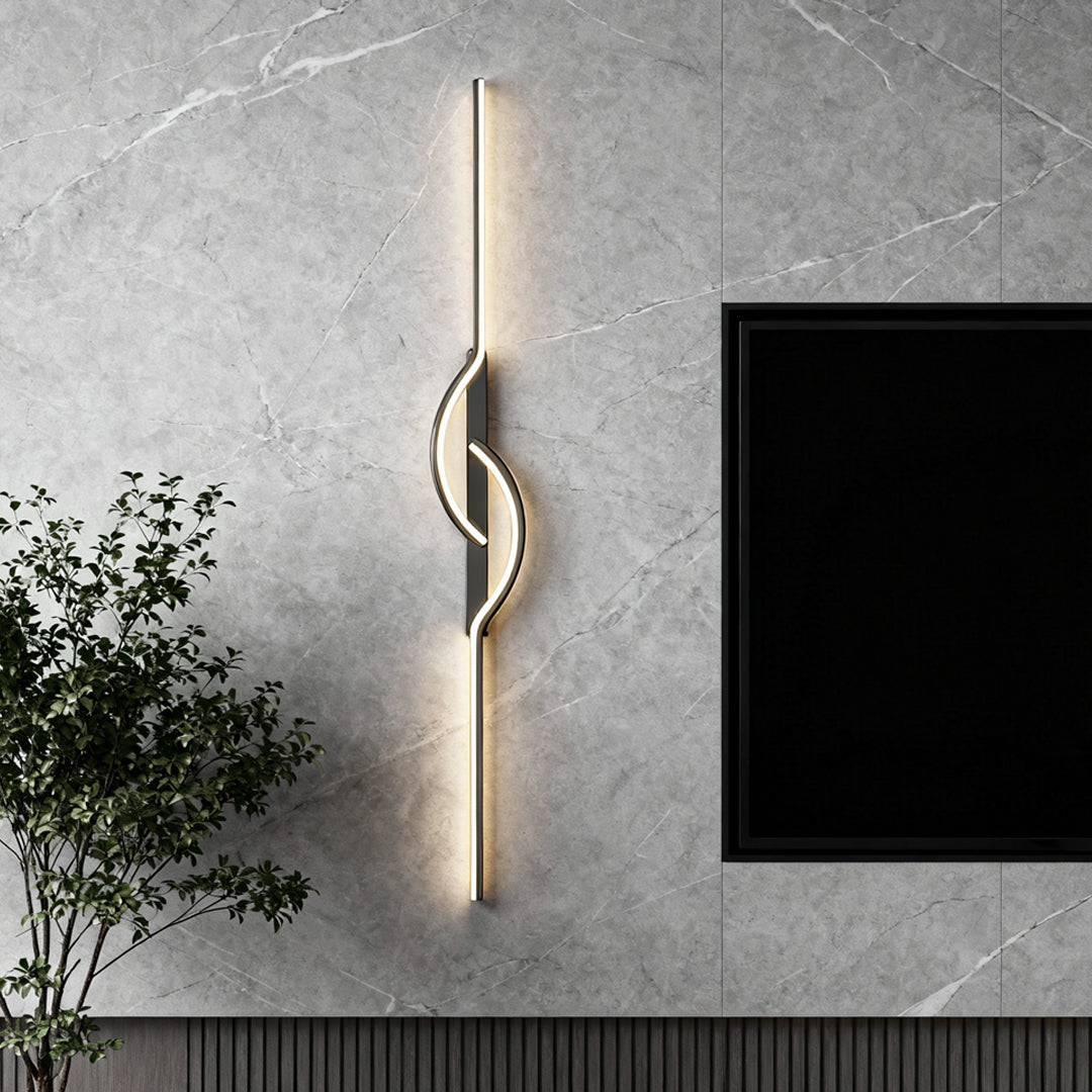 Contemporary Black Aluminum Linear Wall Sconce for Hallway or Living Room