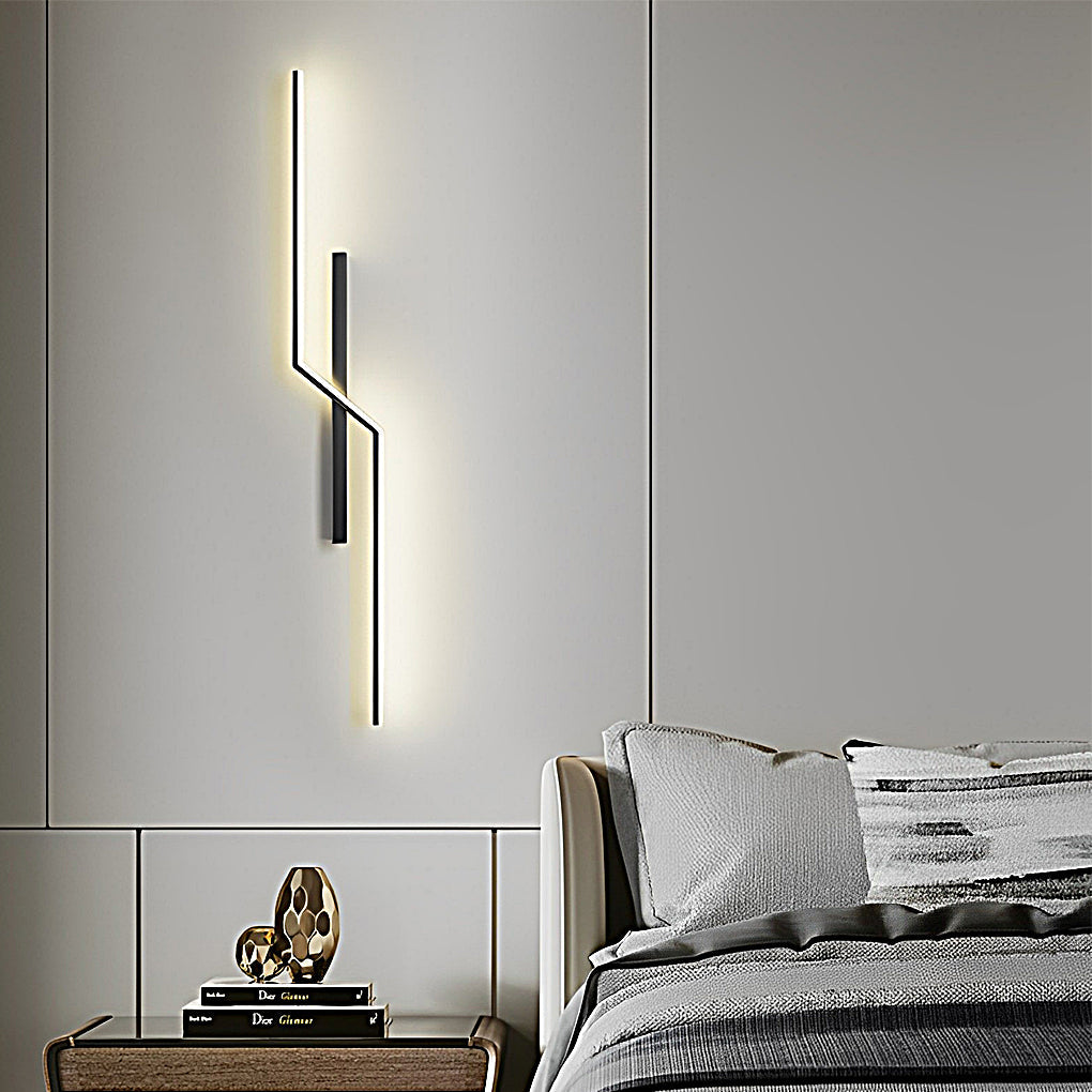Sleek Modern Black Linear LED Wall Sconce for Living Room Bedroom Decor