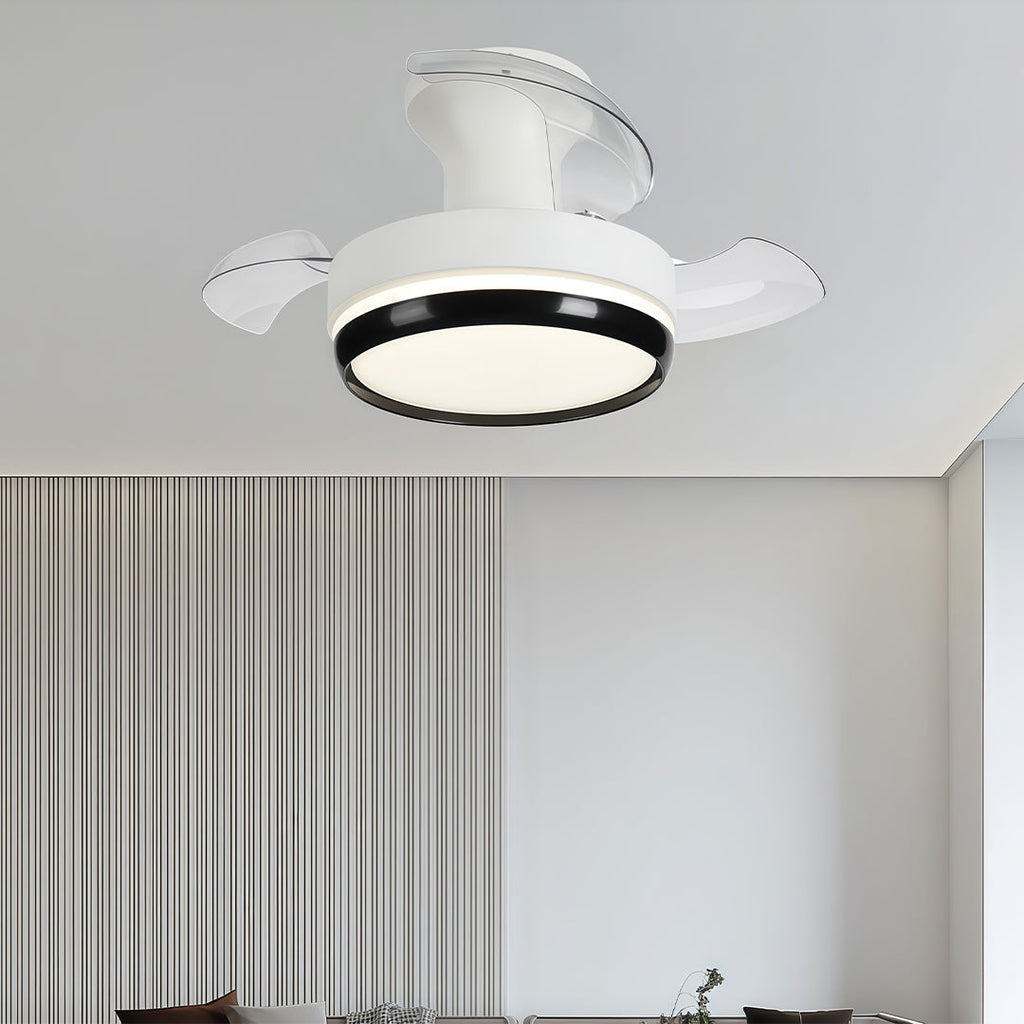 Modern Minimalist White LED Ceiling Fan Light with Remote for Home