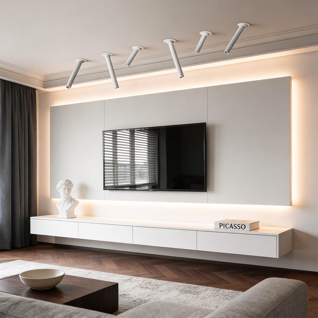Sleek White LED Surface Spotlight Long Tube for Kitchen and Office Lighting
