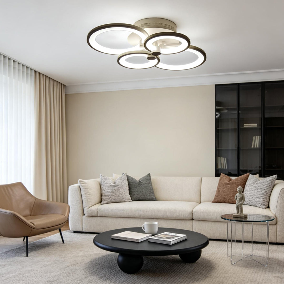 Elegant Modern Overlapping Ring Ceiling Light Fixture in Gold for Living Room
