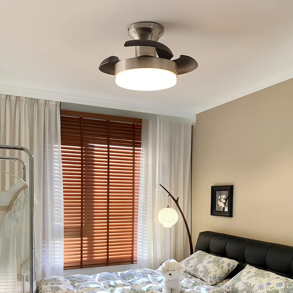 Elegant Silver 3-Blade French Retro Ceiling Fan with Light for Bedrooms
