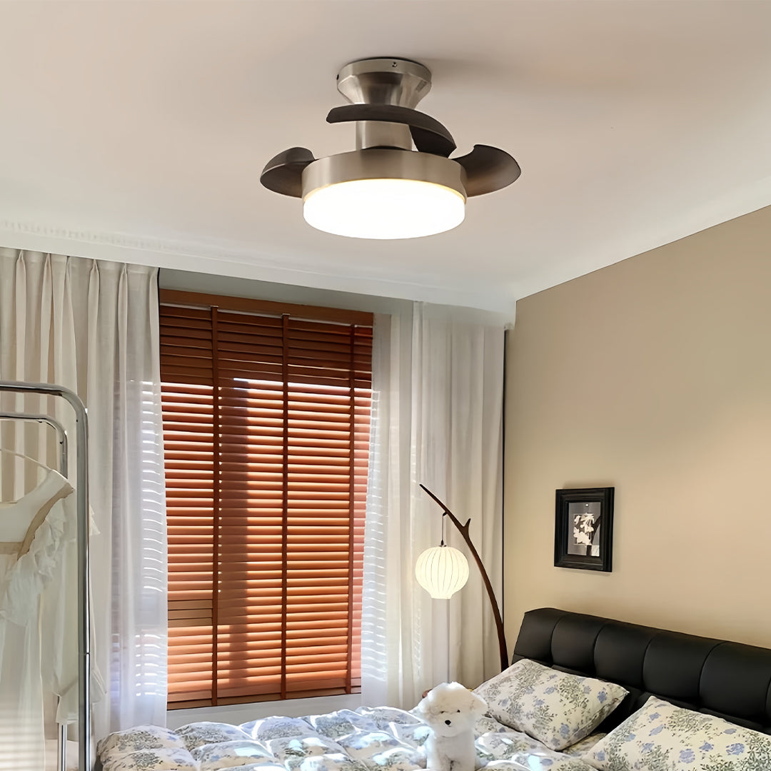 Elegant Silver 3-Blade French Retro Ceiling Fan with Light for Bedrooms