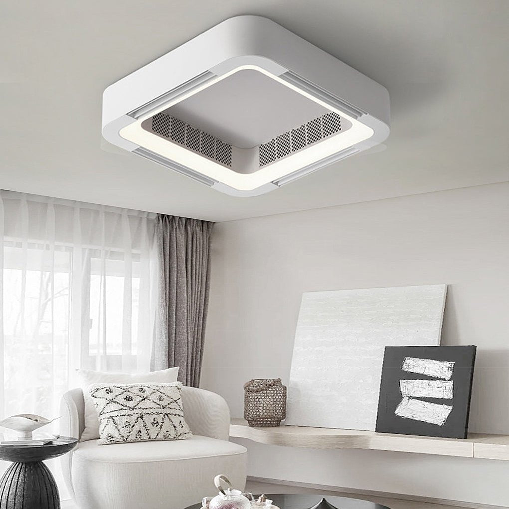 Sleek White Bladeless Ceiling Fan with LED Light for Modern Living Rooms