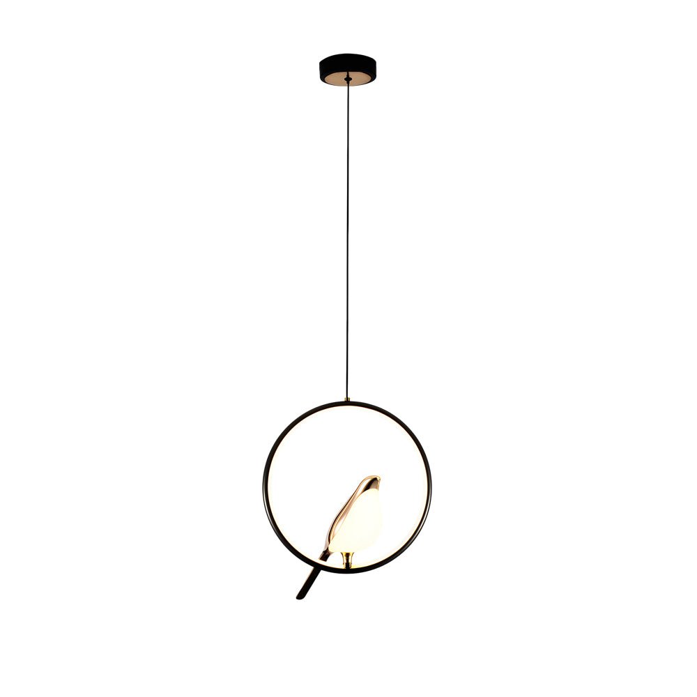 Sleek Modern Silver Circle Pendant Light for Bedroom & Dining Room