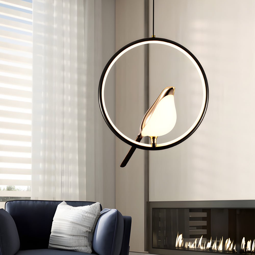 Sleek Modern Magpie Pendant Light in Circle/Oval Ring for Dining Room