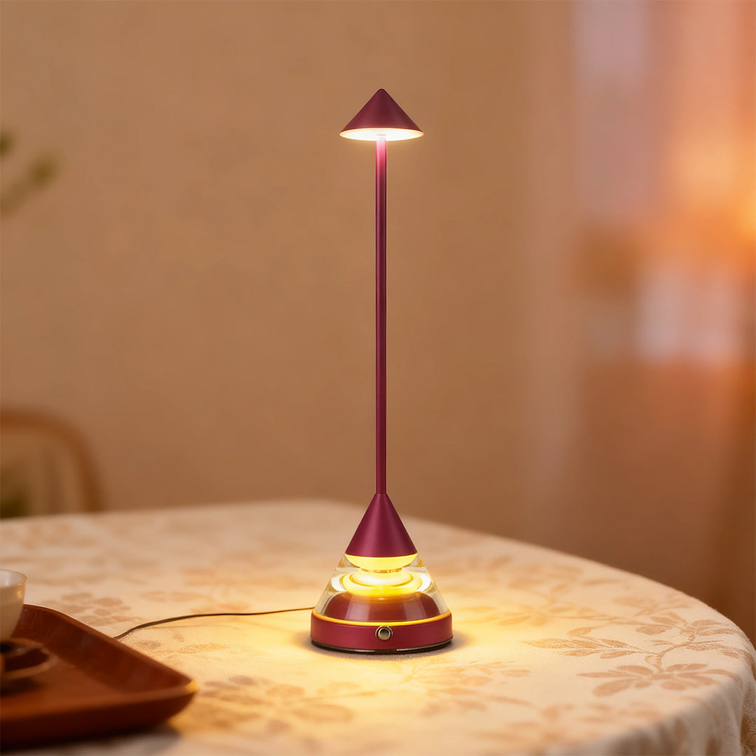 Contemporary Black Aluminum Pointed Table Lamp for Bedroom or Office