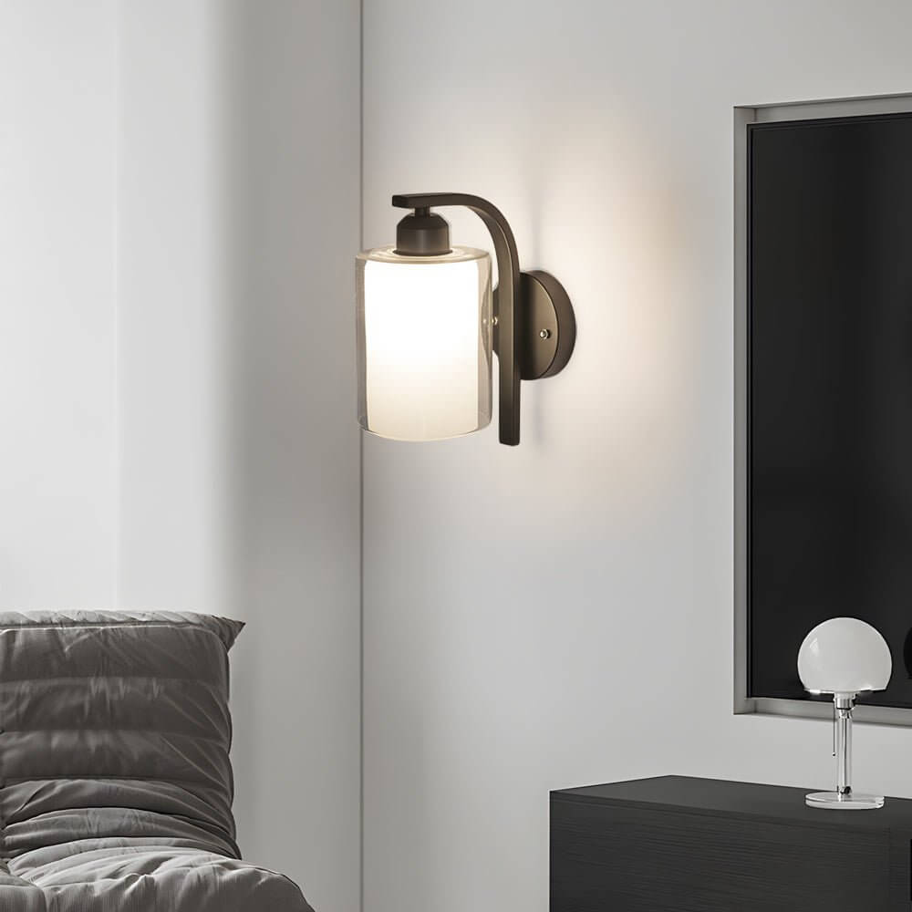 Sleek Black Cylindrical Glass Wall Sconce for Modern Living Spaces