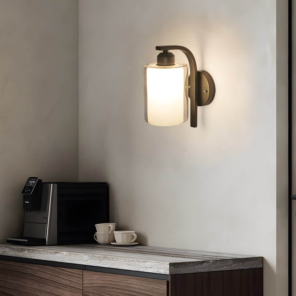 Sleek Black Cylindrical Glass Wall Sconce for Modern Living Spaces