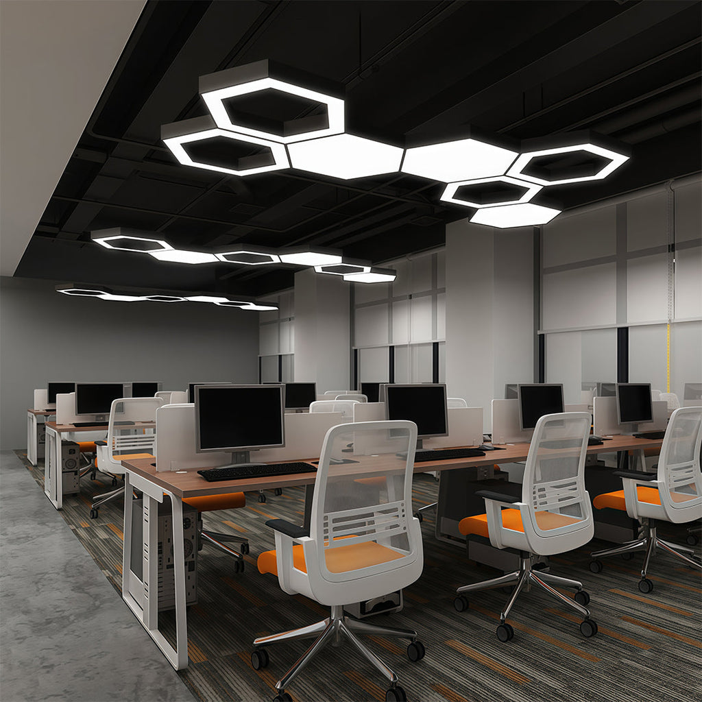 Sleek Black Hexagonal LED Chandelier Pendant Light for Modern Dining Room