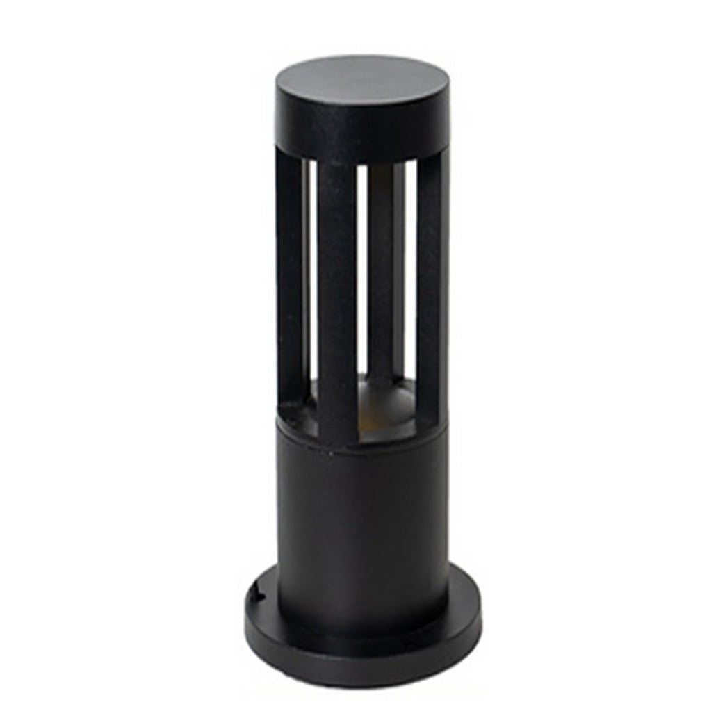 Modern Round Black LED Bollard Light Fixture for Outdoor Pathways