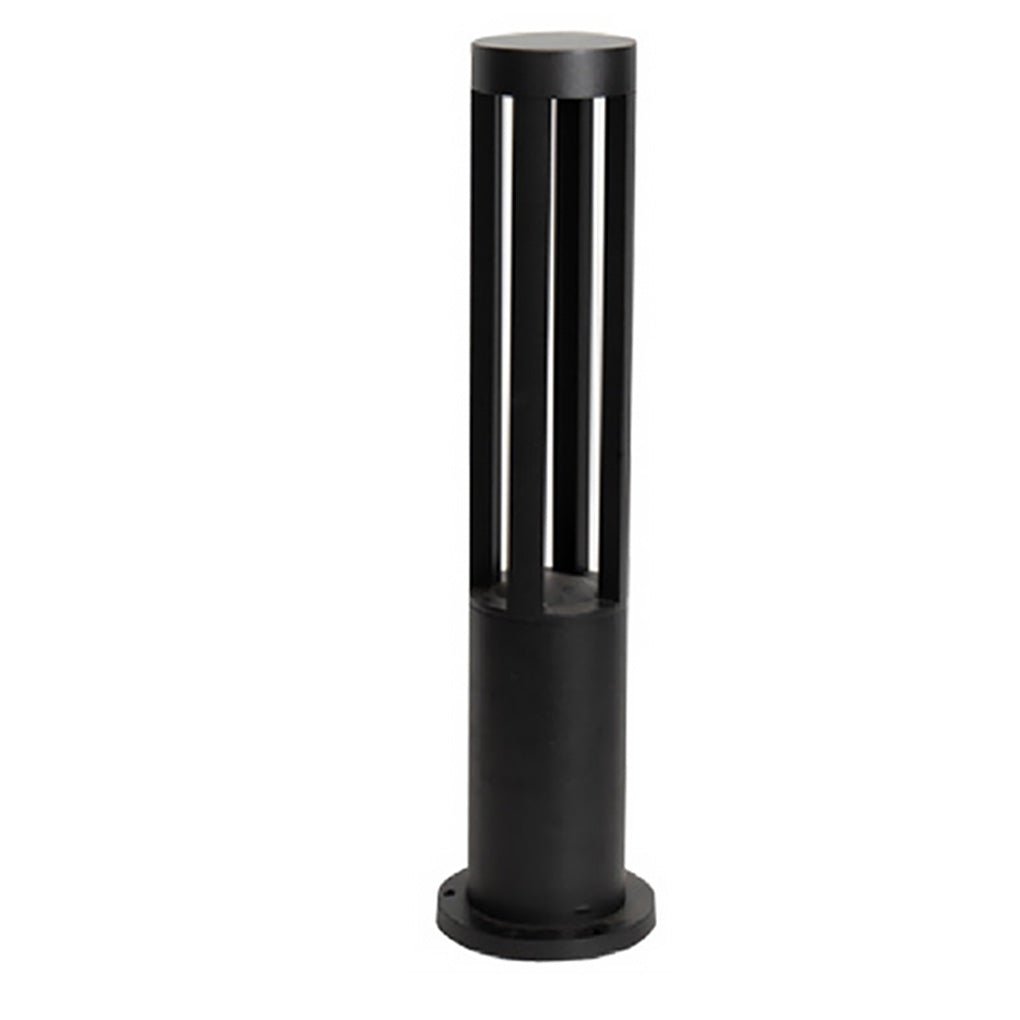Modern Round Black LED Bollard Light Fixture for Outdoor Pathways
