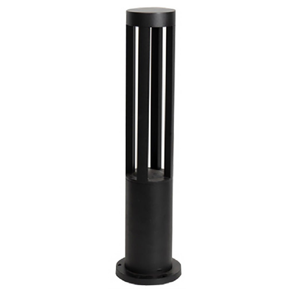 Modern Round Black LED Bollard Light Fixture for Outdoor Pathways