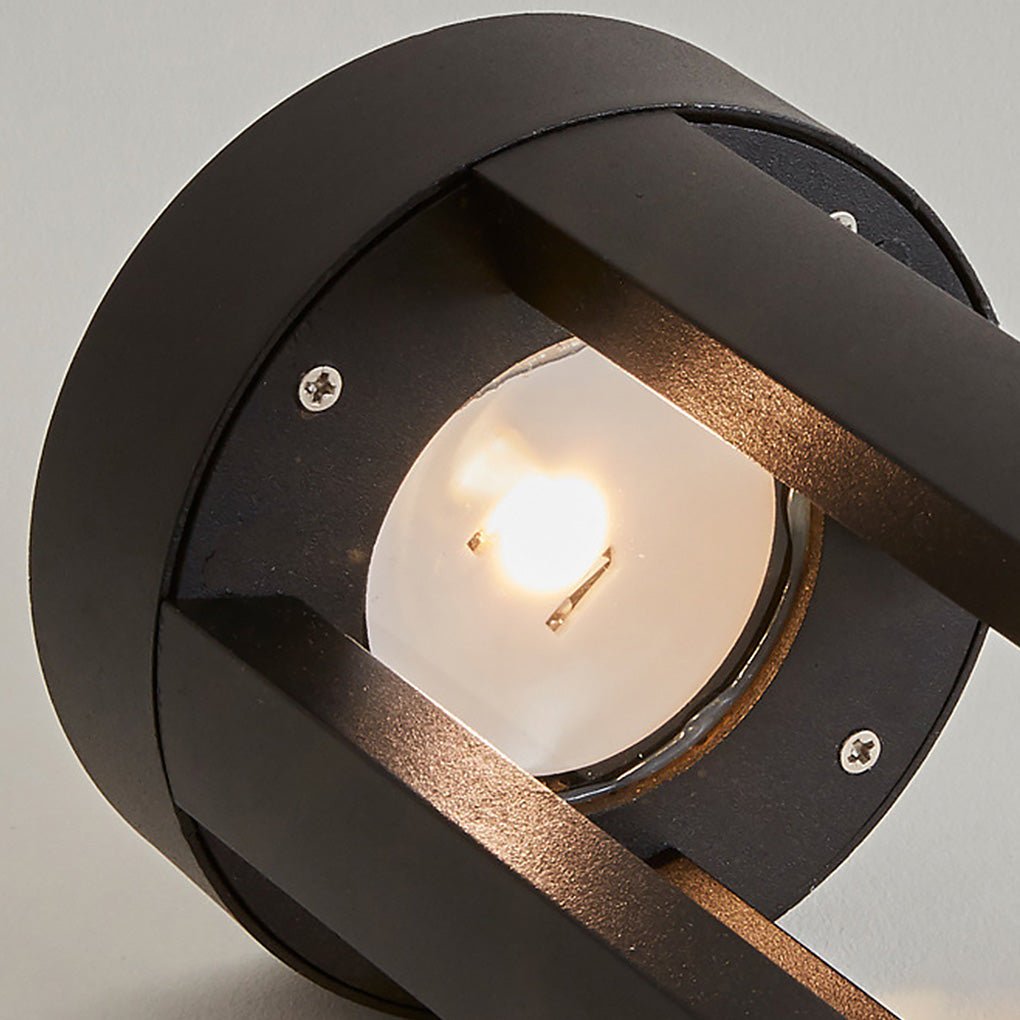 Modern Round Black LED Bollard Light Fixture for Outdoor Pathways