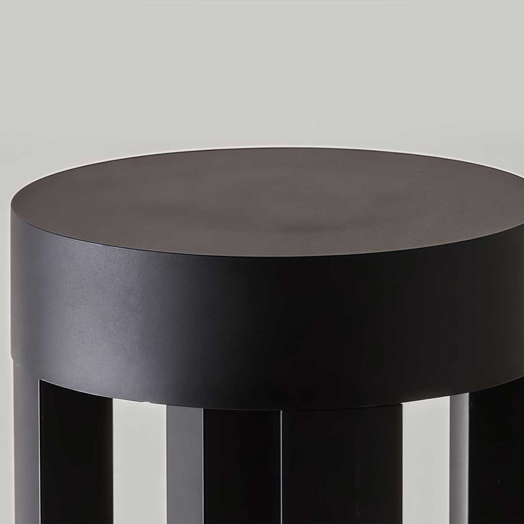 Modern Round Black LED Bollard Light Fixture for Outdoor Pathways