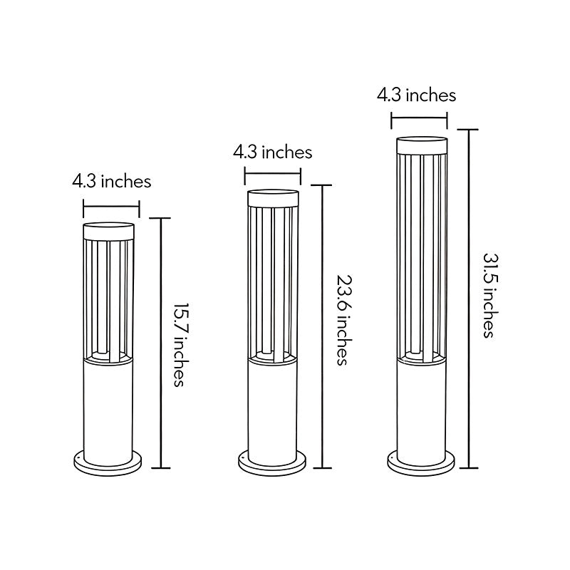 Modern Round Black LED Bollard Light Fixture for Outdoor Pathways