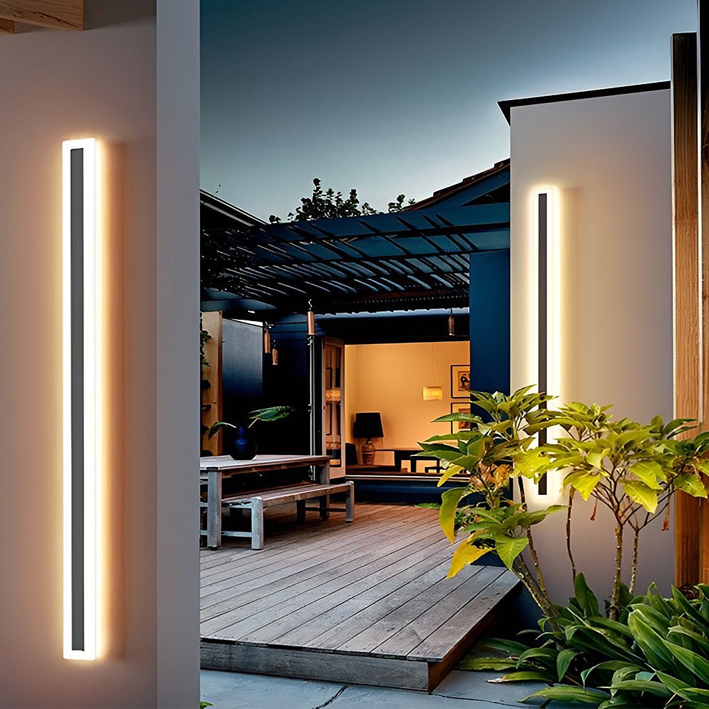 Modern Gray Acrylic Outdoor Linear Iron Wall Sconce for Patios