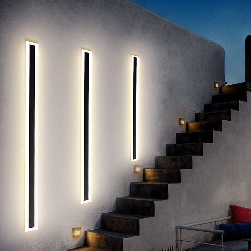 Modern Gray Acrylic Outdoor Linear Iron Wall Sconce for Patios