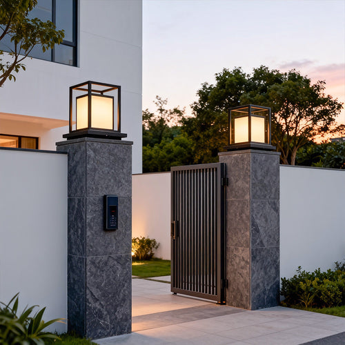 Black Waterproof LED Outdoor Wall Pillar Light for Modern Patios