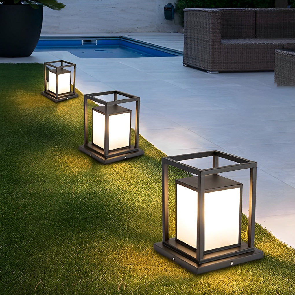 Black Waterproof LED Outdoor Wall Pillar Light for Modern Patios