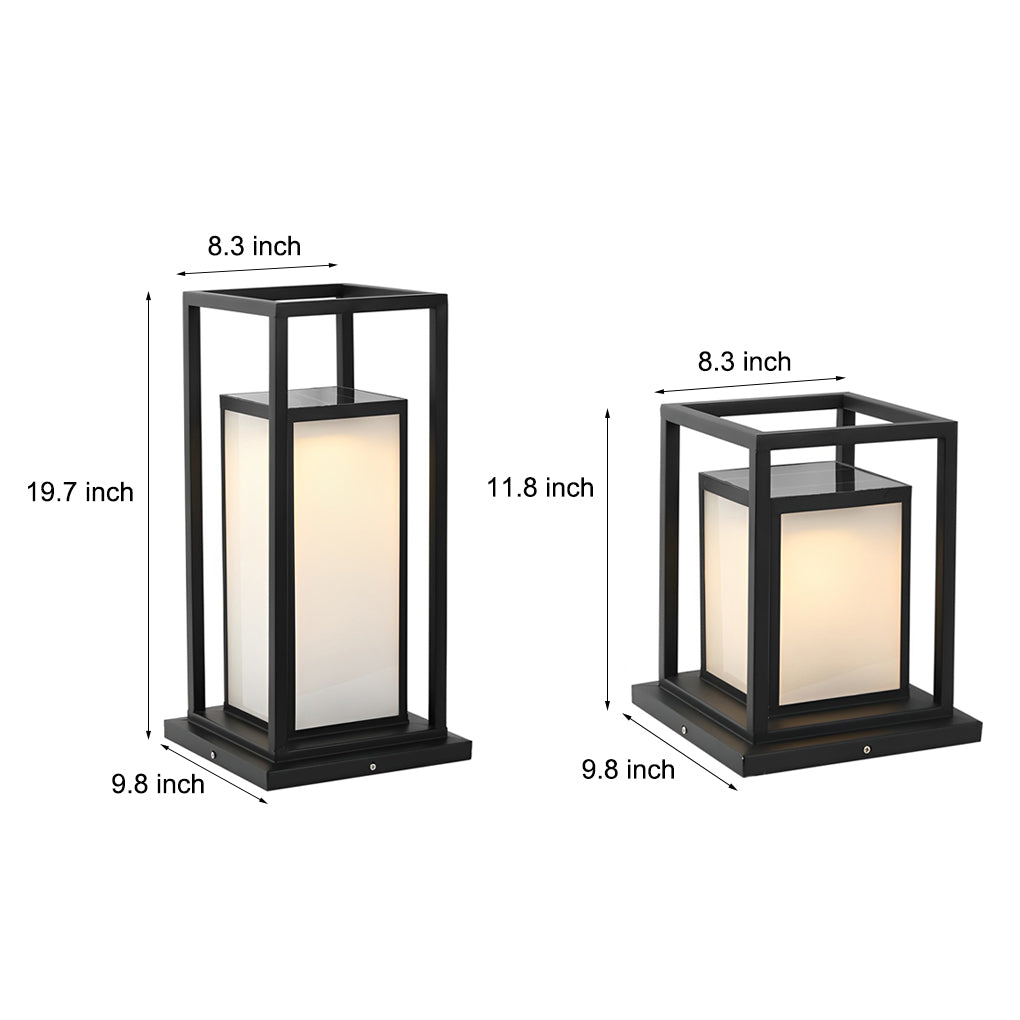 Black Waterproof LED Outdoor Wall Pillar Light for Modern Patios
