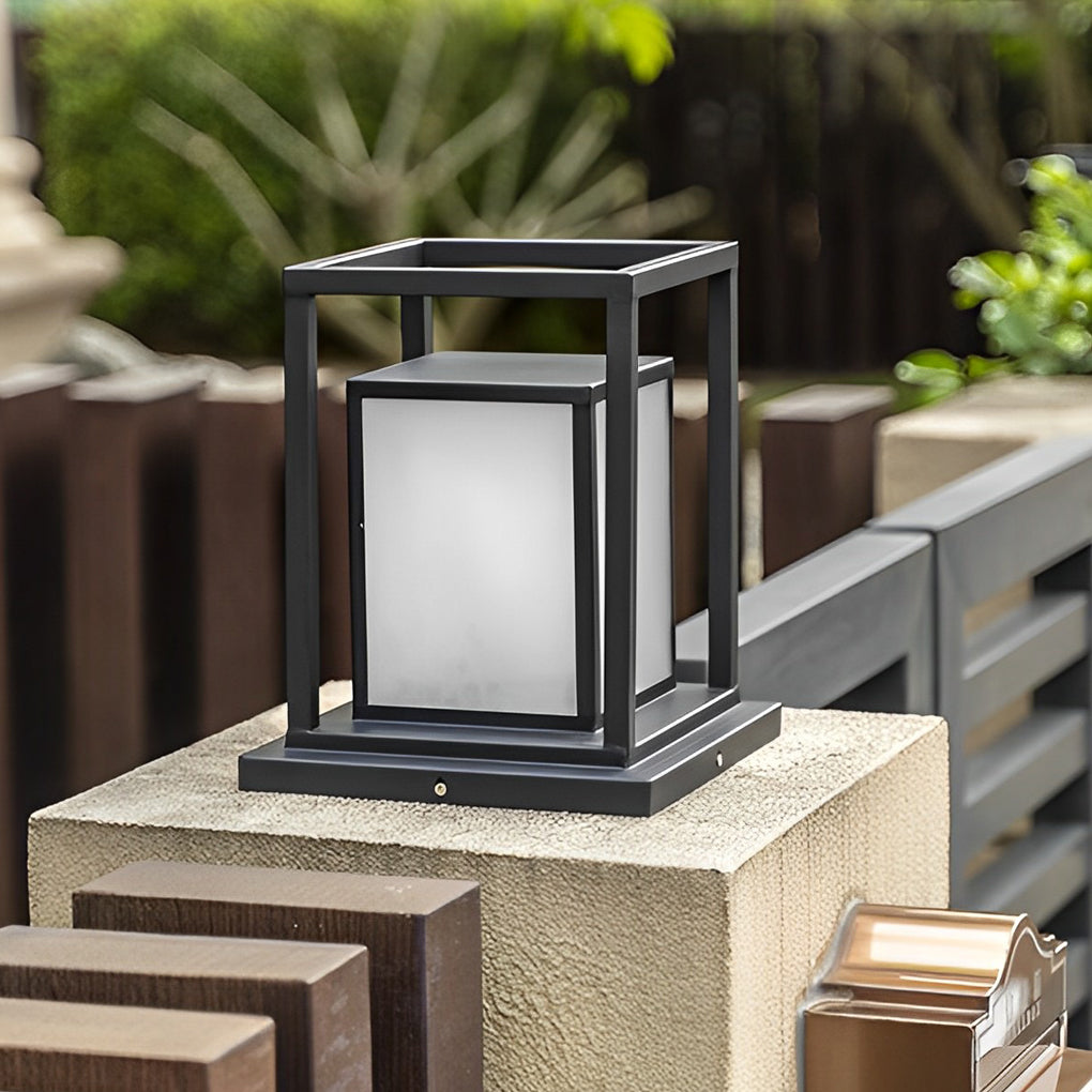 Black Waterproof LED Outdoor Wall Pillar Light for Modern Patios