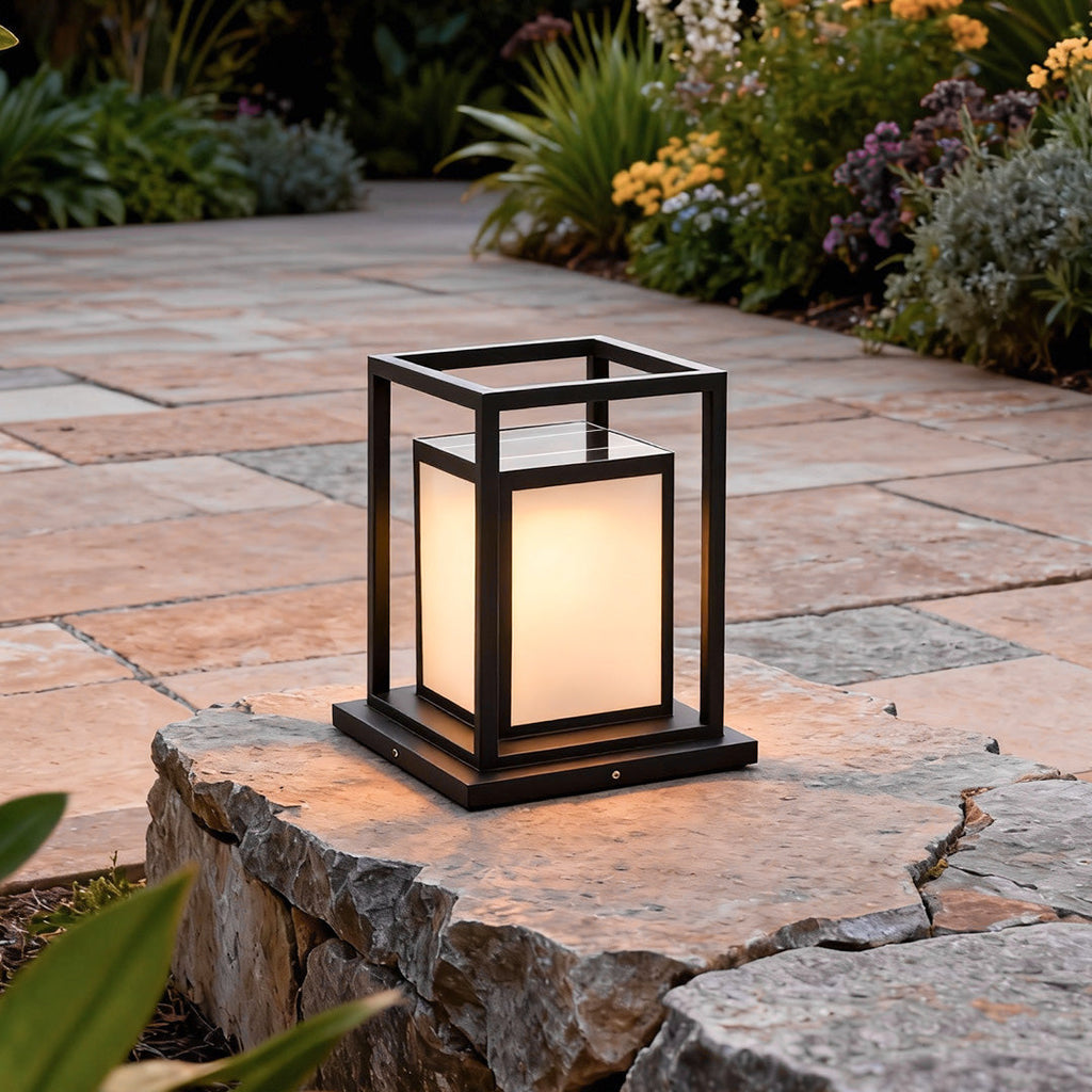 Black Waterproof LED Outdoor Wall Pillar Light for Modern Patios