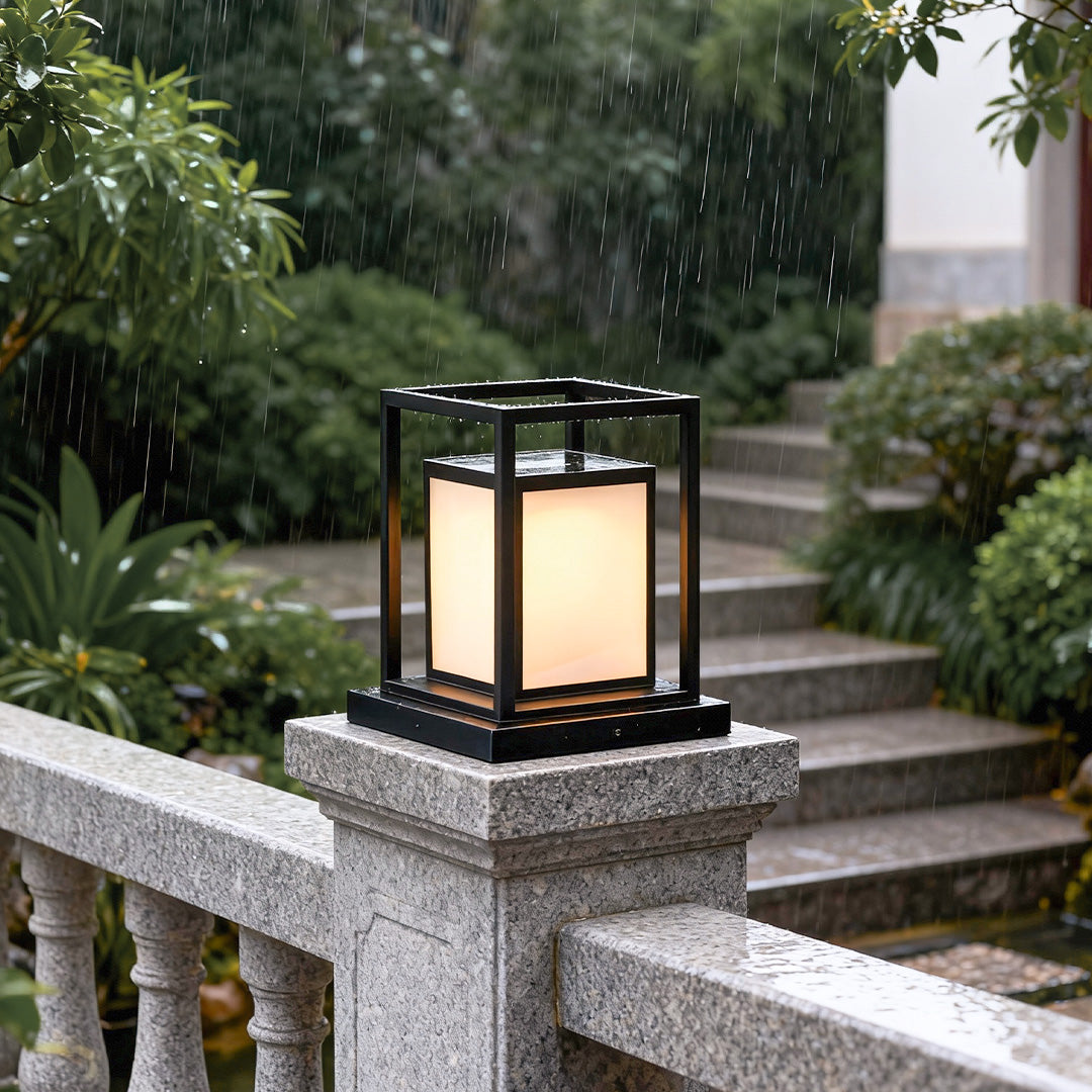 Black Waterproof LED Outdoor Wall Pillar Light for Modern Patios