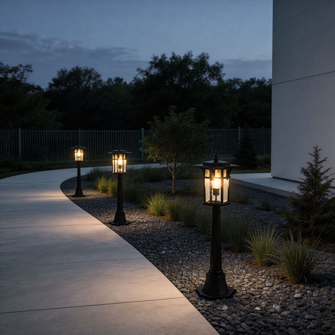 Sleek Black Metal Modern Path Light for Outdoor Landscape Garden Decor
