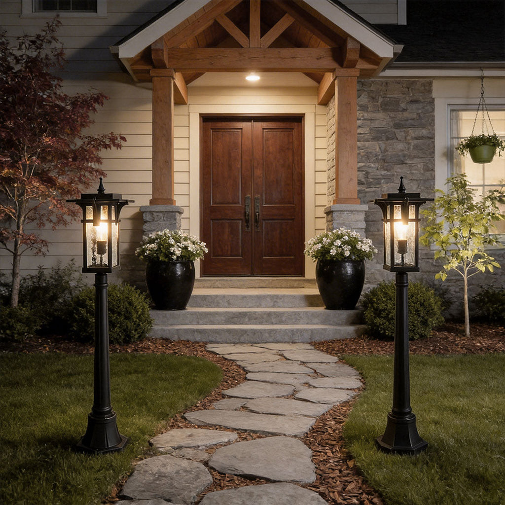 Sleek Black Metal Modern Path Light for Outdoor Landscape Garden Decor