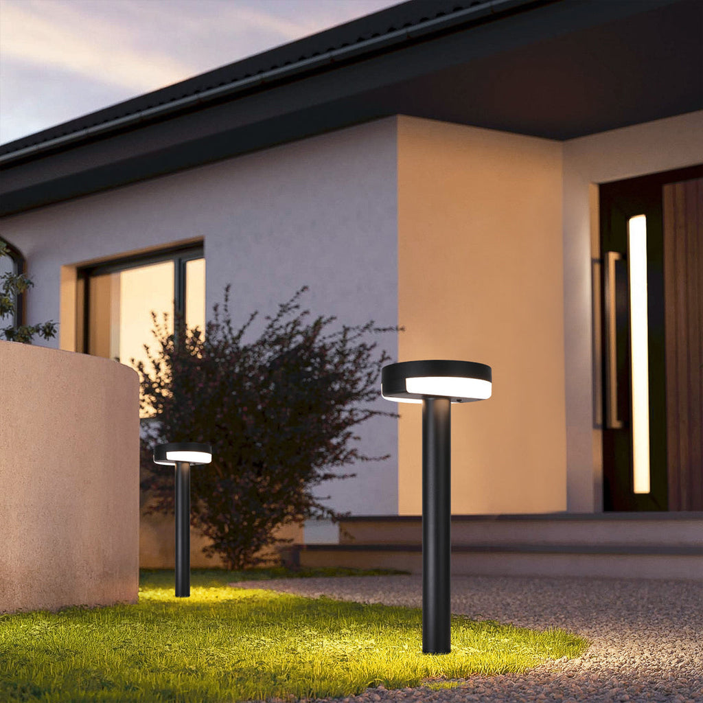 Contemporary Black Waterproof Metal Pathway Lights for Outdoor Gardens