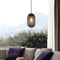Modern Smoke Gray Ribbed Glass Pinecone Pendant Light for Home Décor