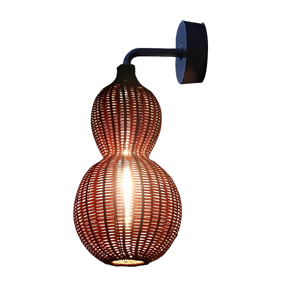 Bohemian Natural Rattan Gourd Pendant Light for Living Room Decor
