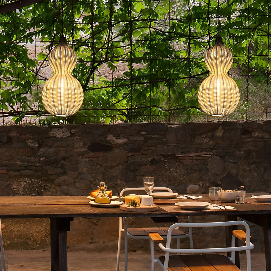 Bohemian Natural Rattan Gourd Pendant Light for Living Room Decor