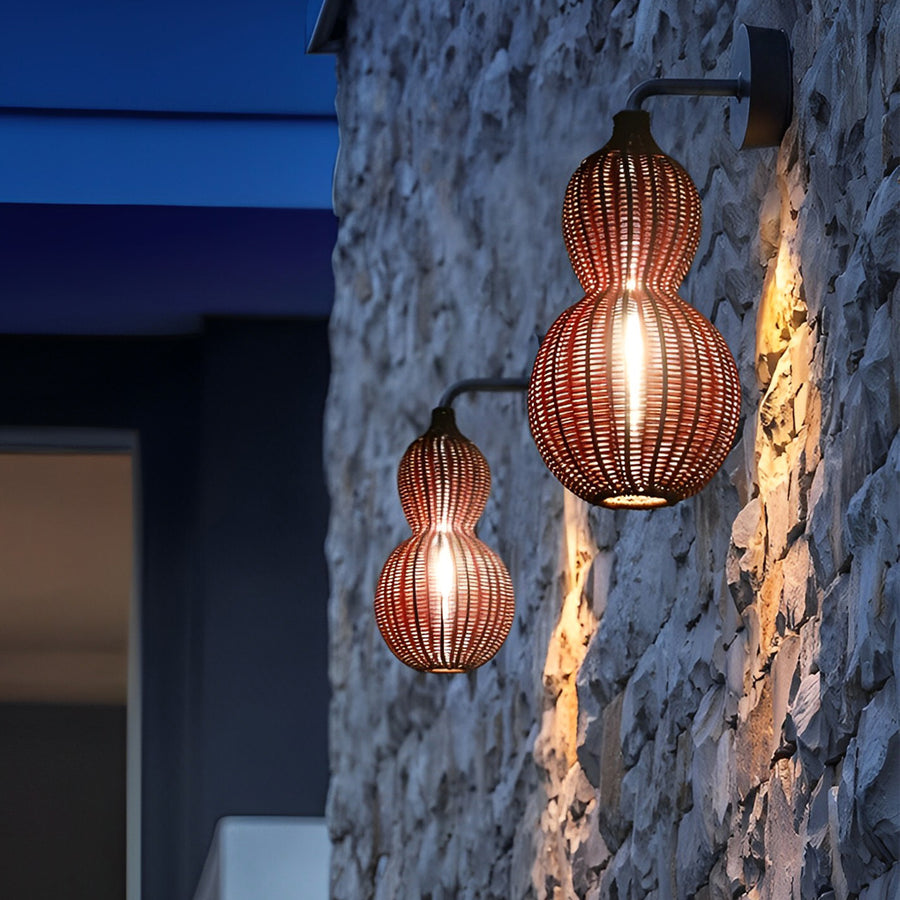 Bohemian Natural Rattan Gourd Pendant Light for Living Room Decor