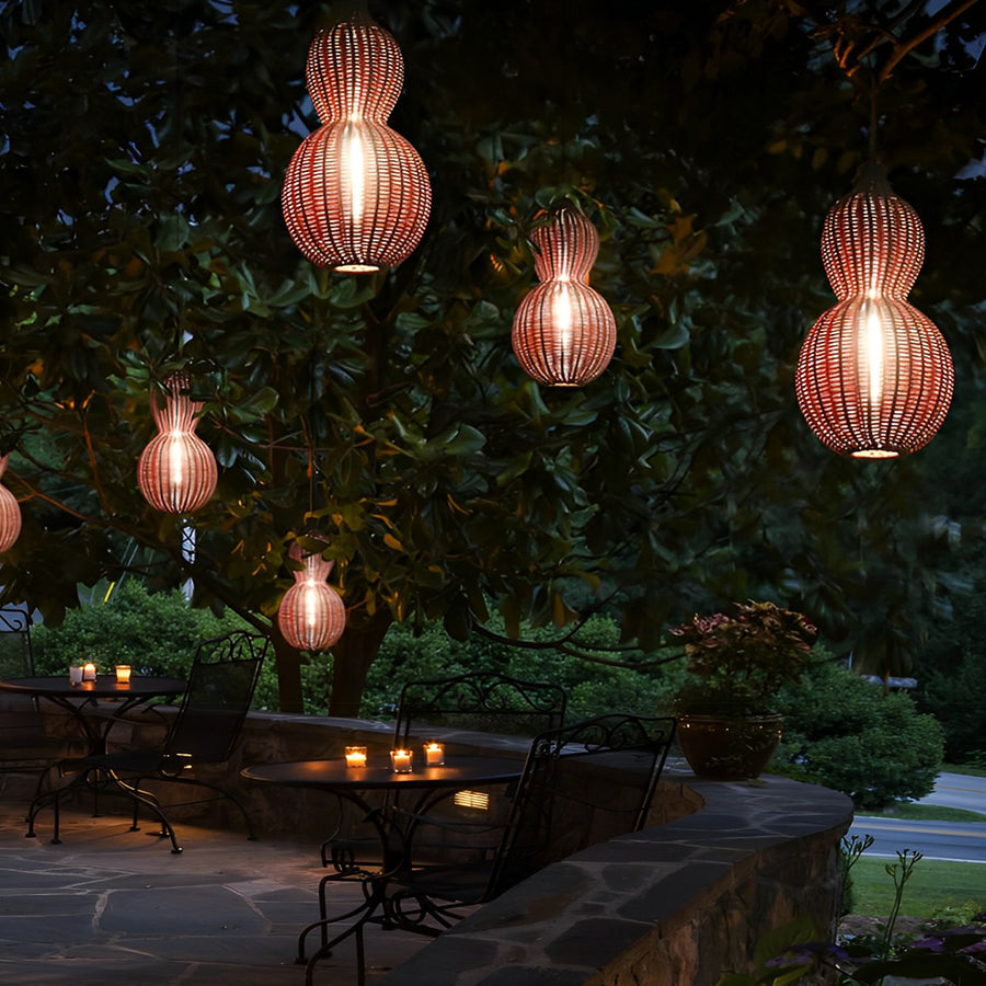 Bohemian Natural Rattan Gourd Pendant Light for Living Room Decor