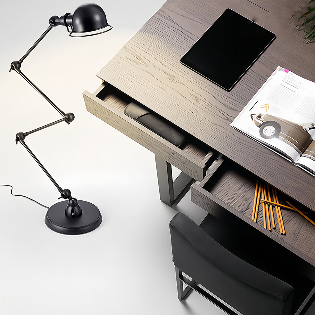 Industrial Black Metal Reading Floor Lamp for Living Room Illumination