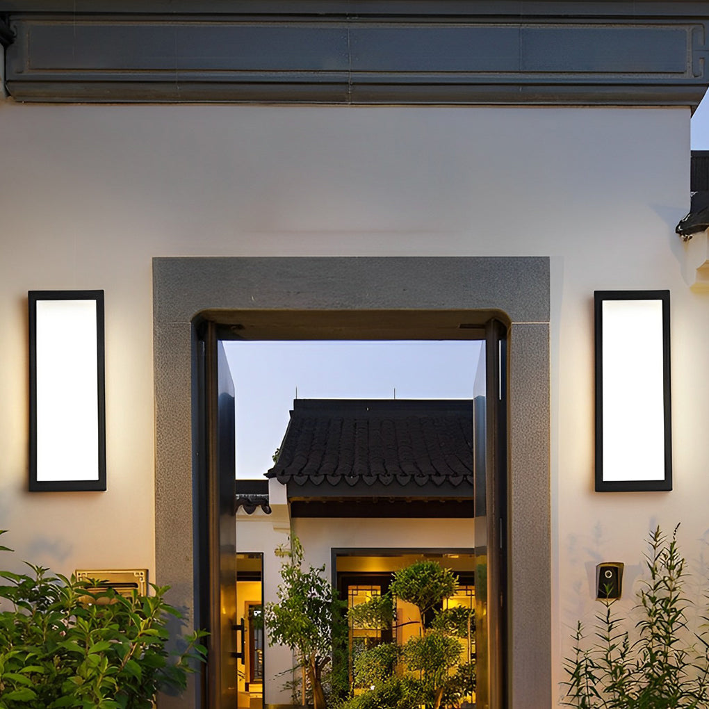 Sleek Black Modern LED Rectangle Outdoor Waterproof Wall Light Fixture