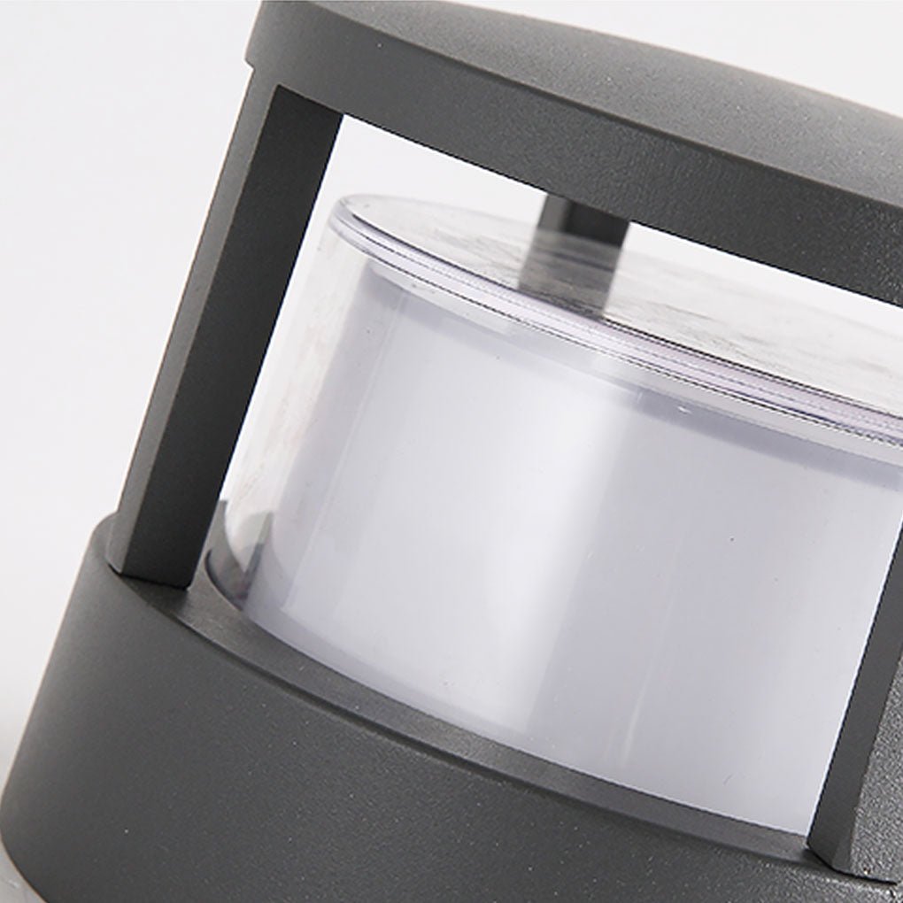 Sleek Black Modern Round Outdoor Post Light with Double-Layered Shade