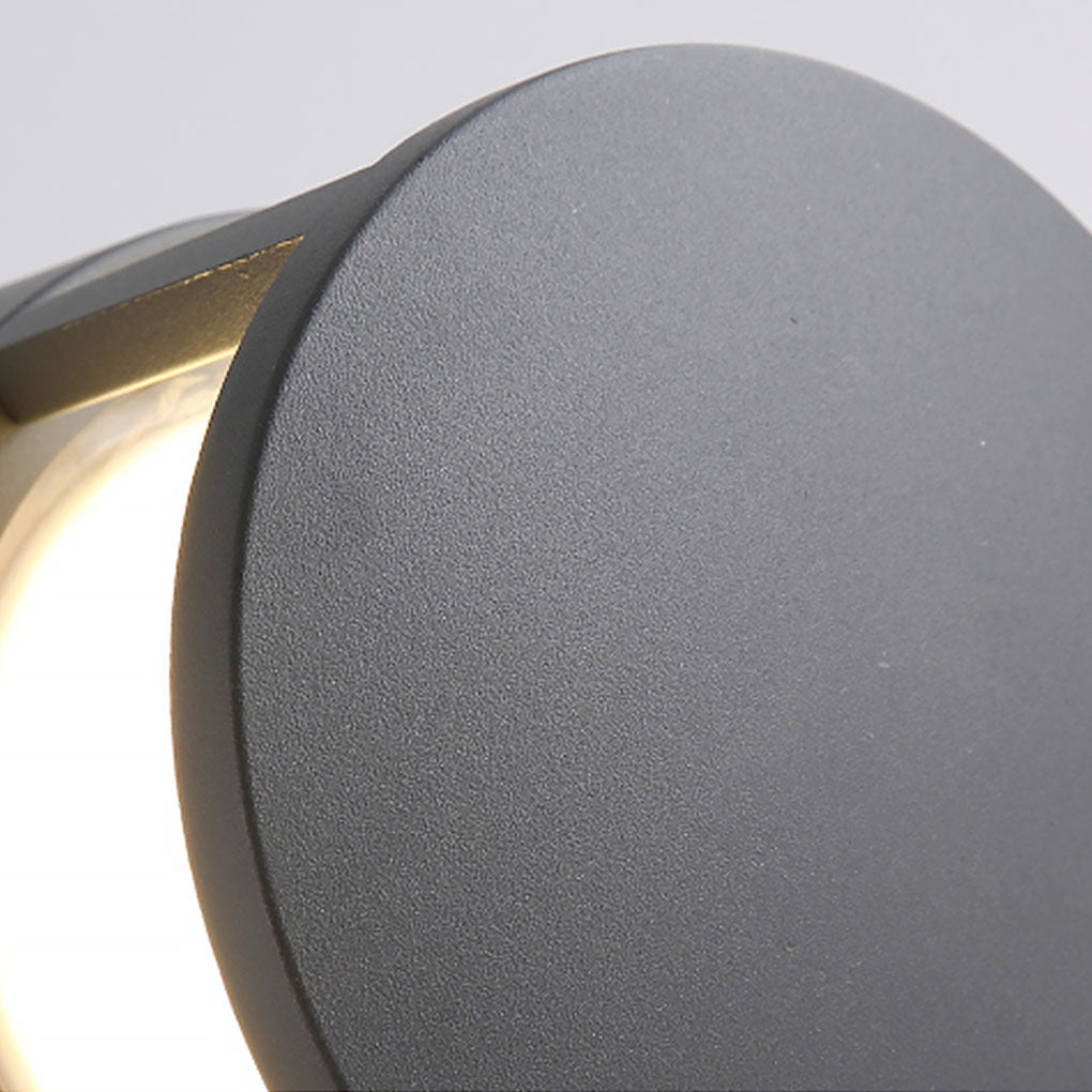 Sleek Black Modern Round Outdoor Post Light with Double-Layered Shade