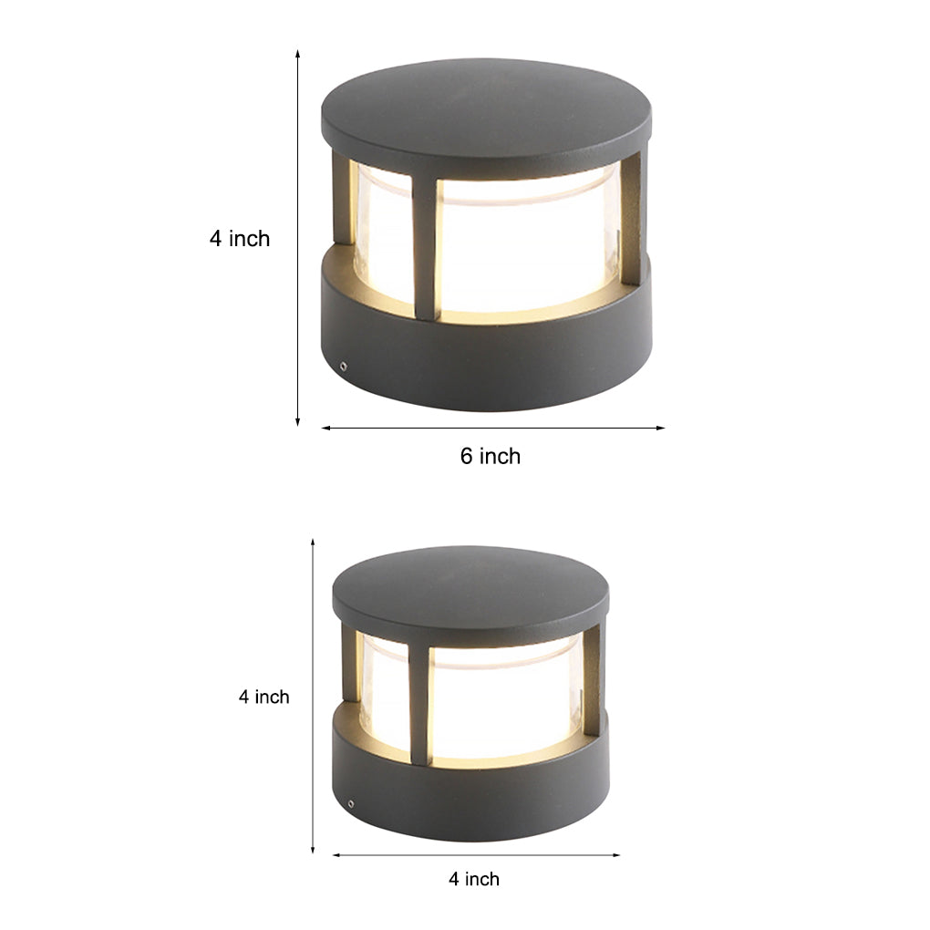 Modern Black Double-Layered Round Outdoor Post Light Fixture
