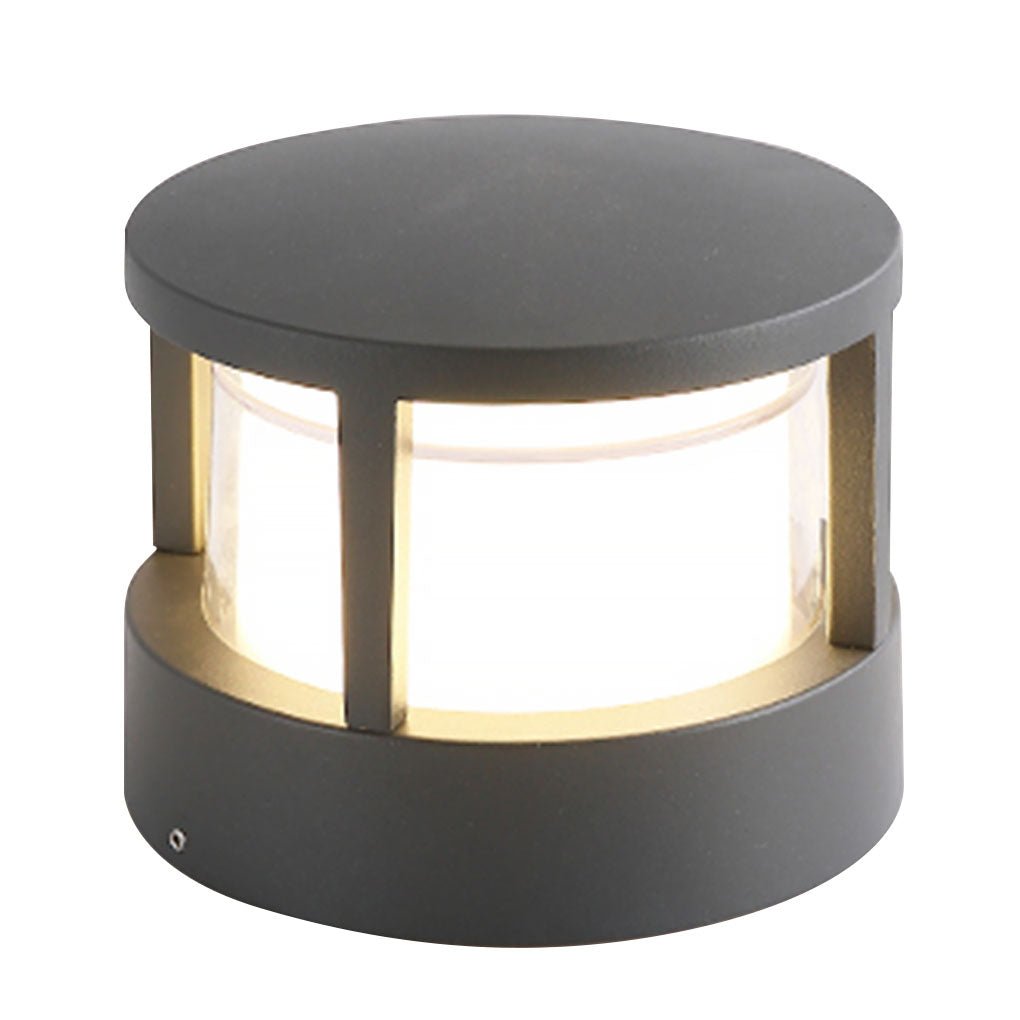 Modern Black Double-Layered Round Outdoor Post Light Fixture