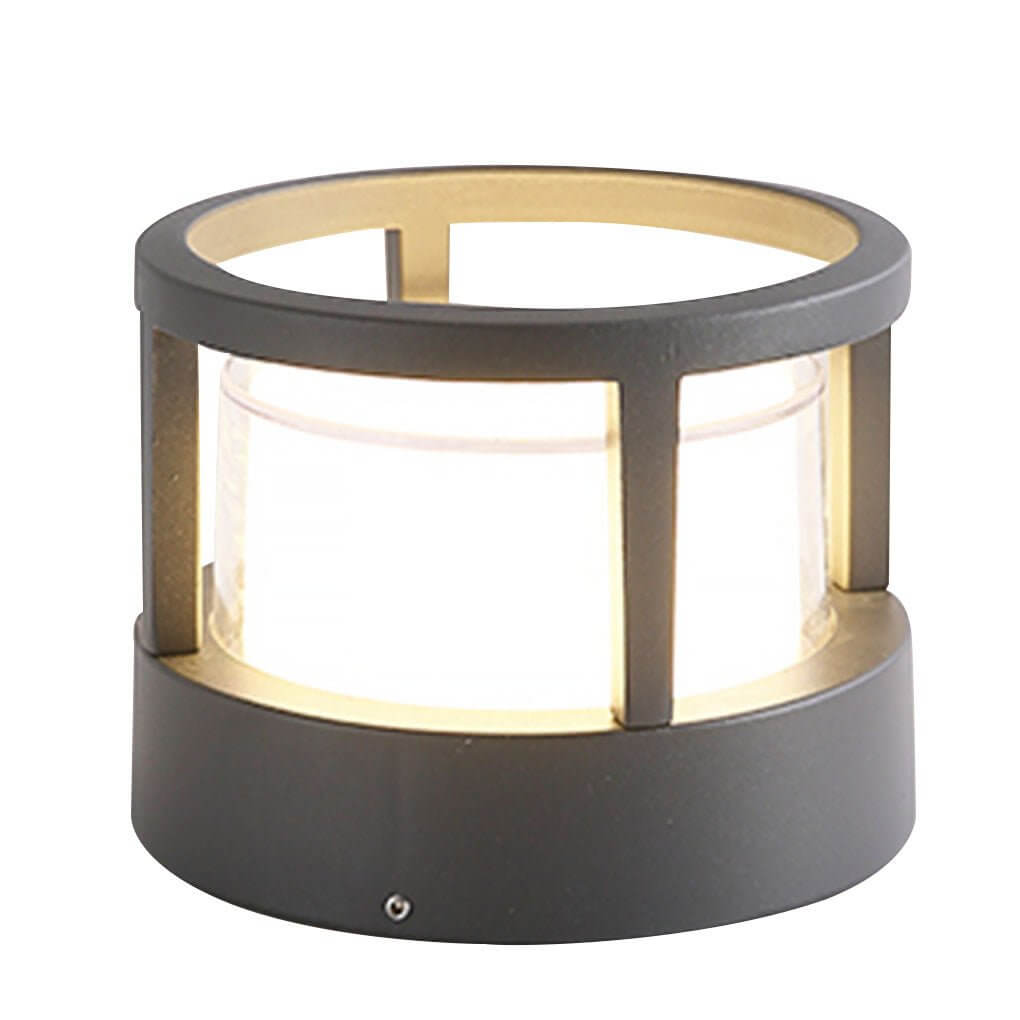 Modern Black Double-Layered Round Outdoor Post Light Fixture